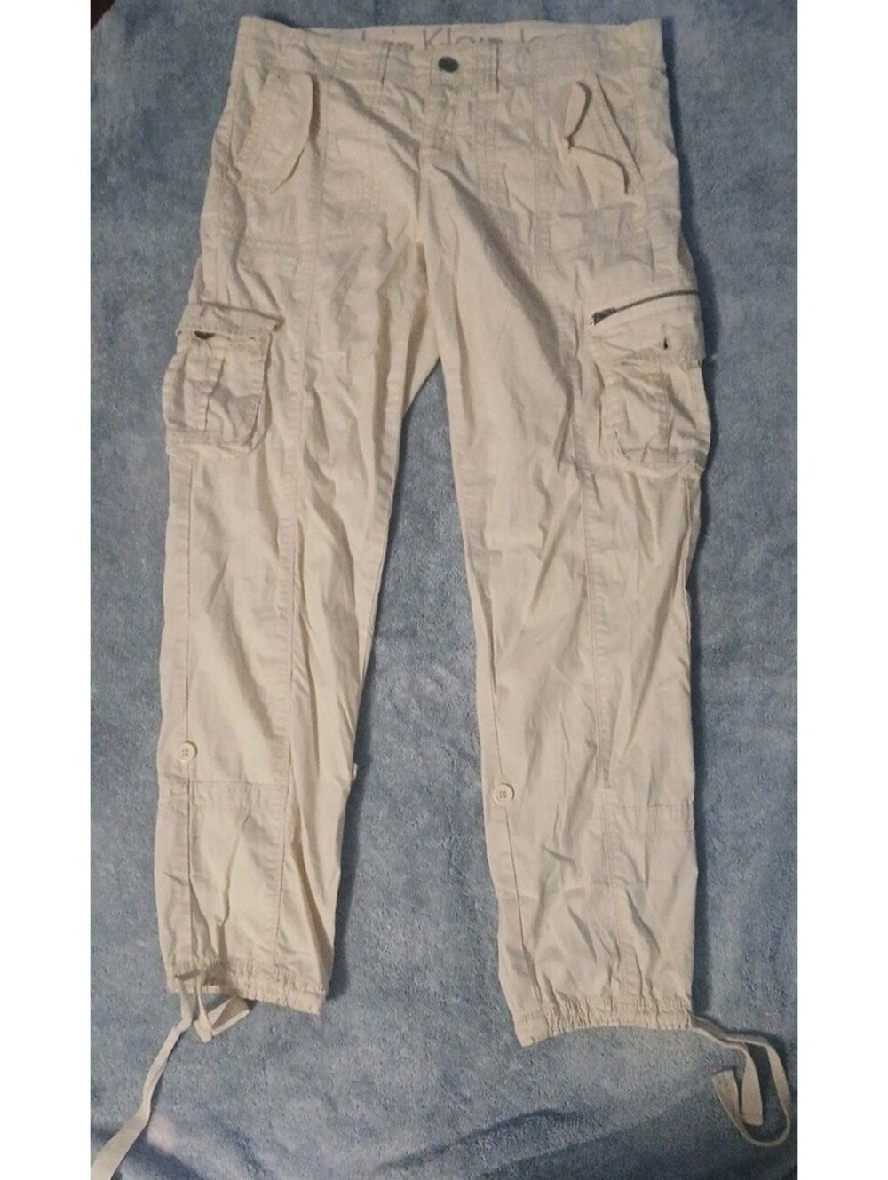 Calvin Klein Women's Beige Cotton Cargo Pants Boho Cottagecore Y2k Hippie